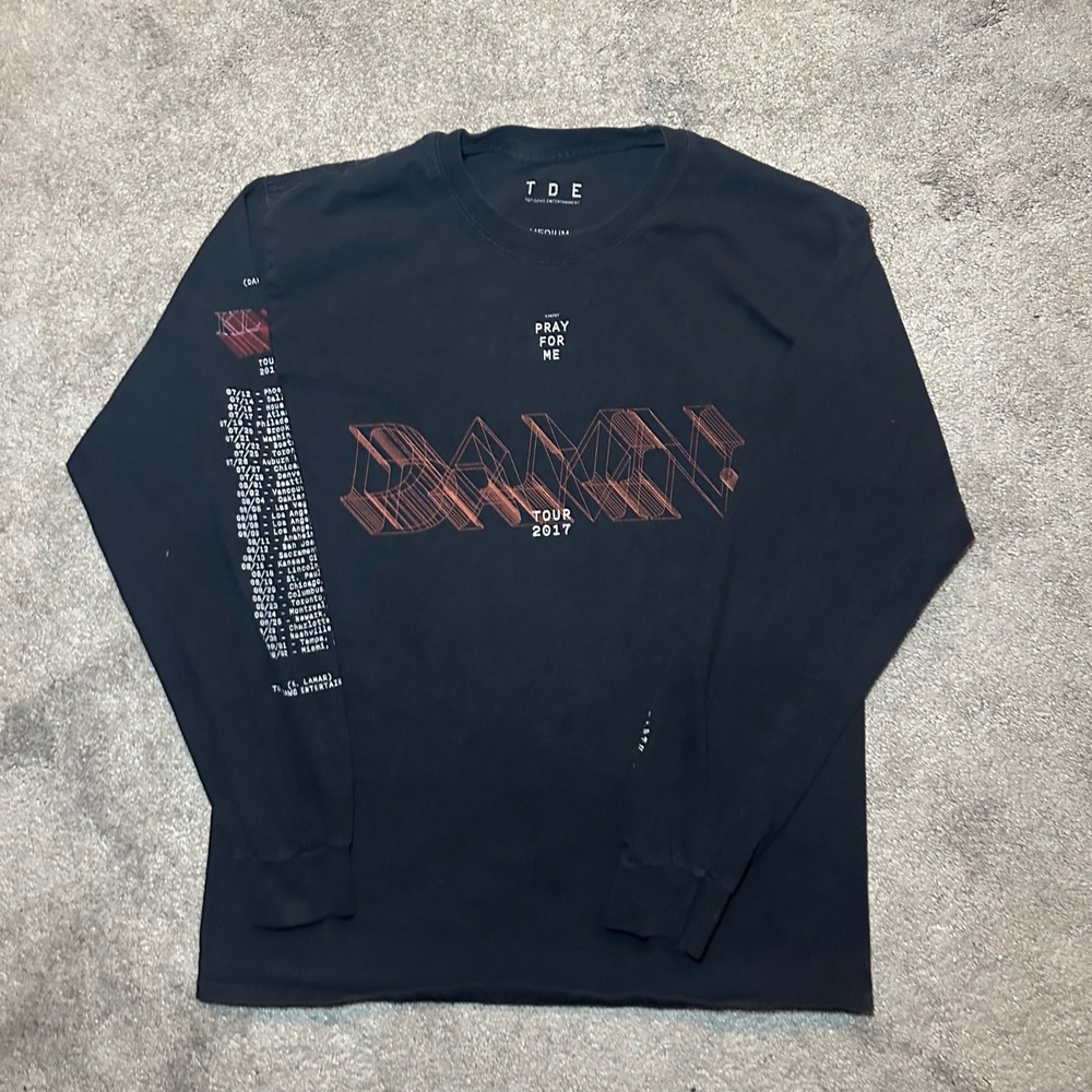 TDE Kendrick Lamar DAMN. Tour 2017 Long Sleeve Shirt Mens Medium Black Graphic